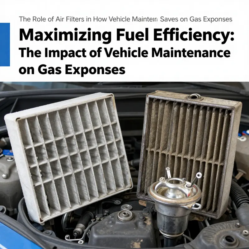 Visual comparison of a clean and a dirty air filter, emphasizing their impact on fuel efficiency.