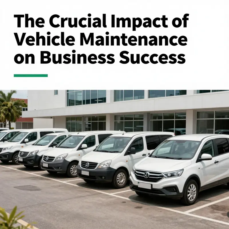 A diverse fleet of business vehicles parked outside an office, showcasing the significance of maintenance.