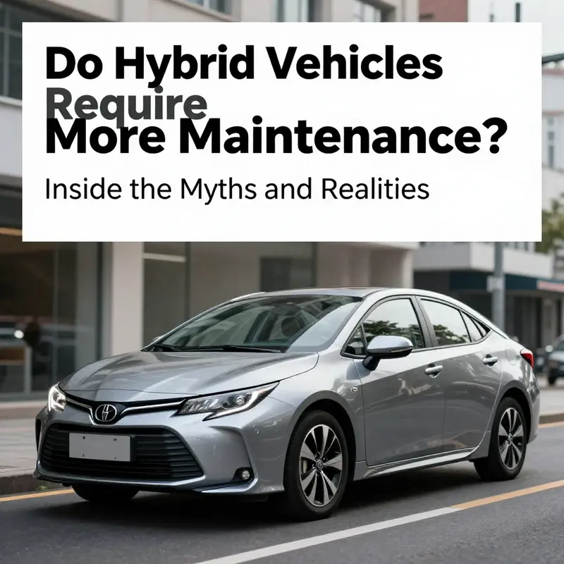 A modern hybrid vehicle in an urban environment, illustrating the blend of technology, efficiency, and maintenance.