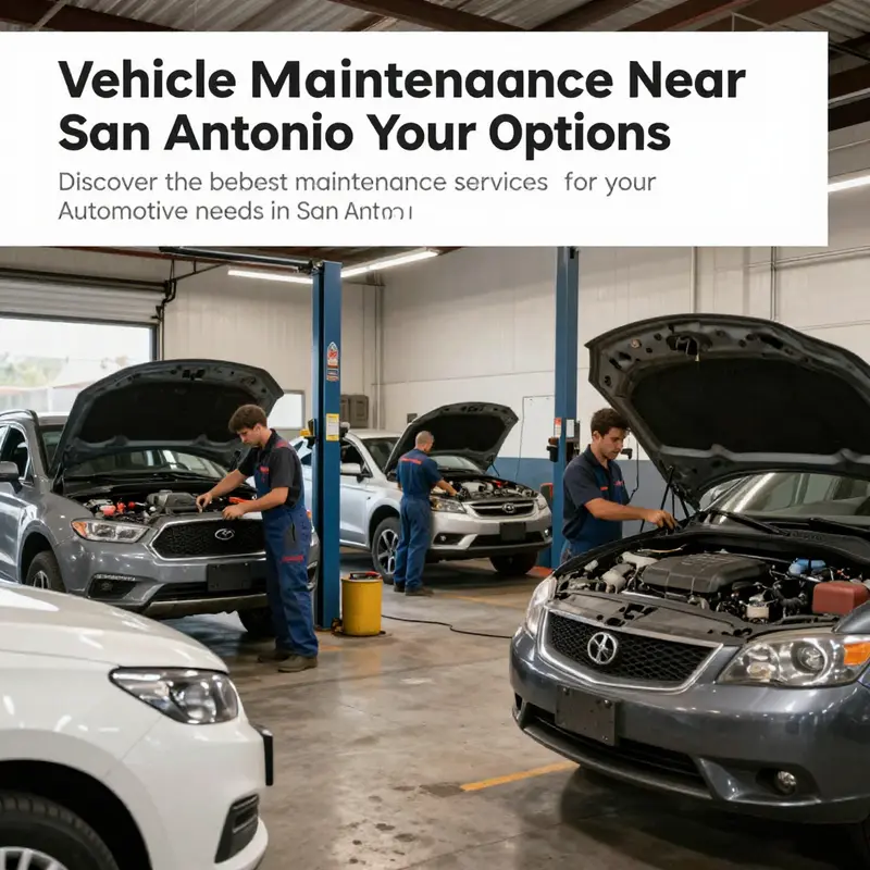 A busy vehicle maintenance garage with mechanics diligently working on cars in a well-organized space.