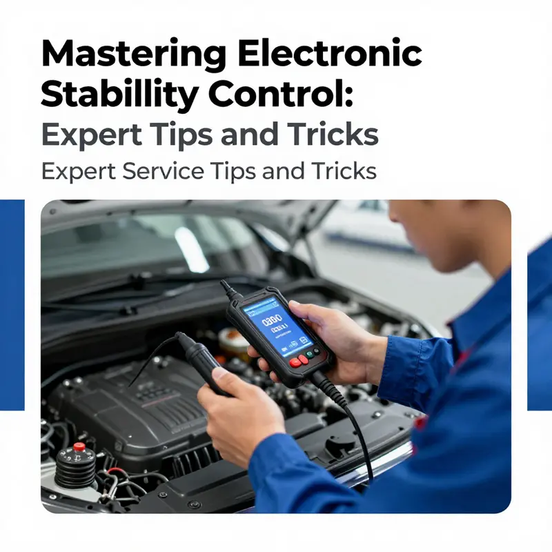 A mechanic diligently diagnosing an ESC system using advanced diagnostic tools.