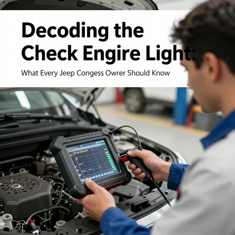 Warning indicator of Check Engine light on Jeep Compass dashboard.