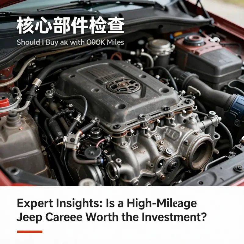 Evaluating a high-mileage Jeep Cherokee during a thorough inspection.