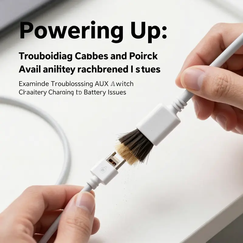 A technician checks battery voltage to diagnose AUX switch availability issues.