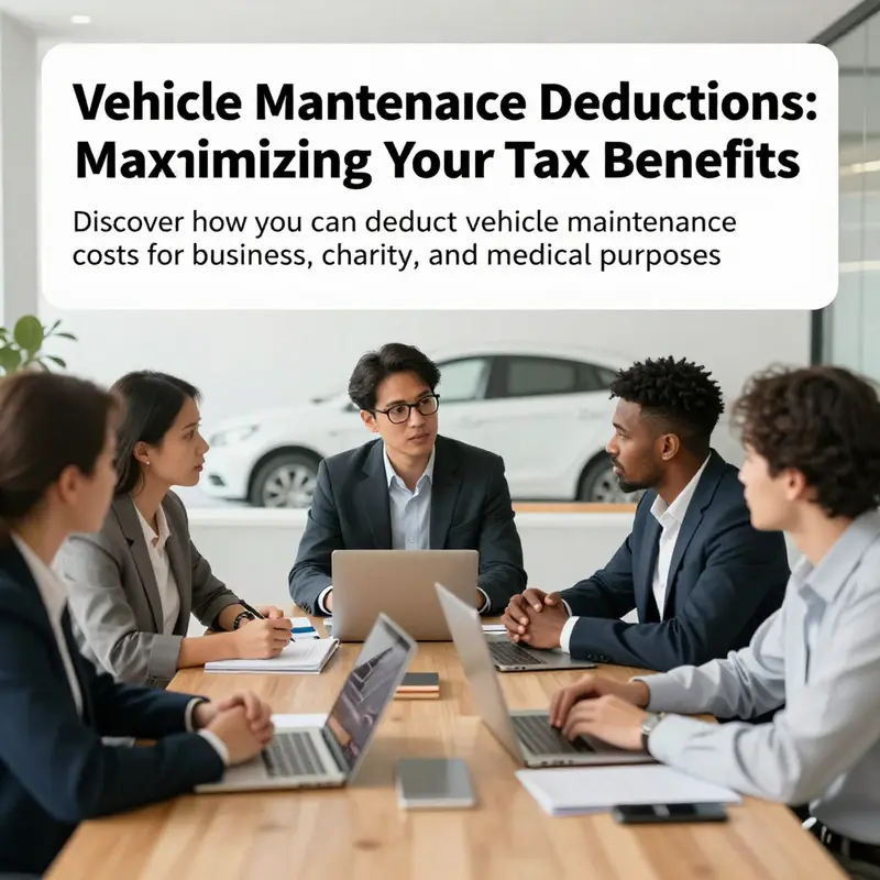 A group of business owners discussing vehicle maintenance tax strategies in a conference room setting.