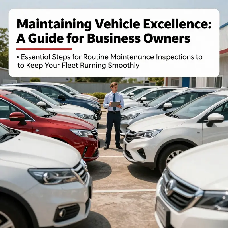 A business owner inspecting a fleet of vehicles as part of routine maintenance.