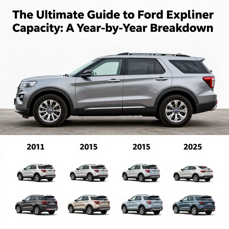 An overview of Ford Explorer models showcasing their towing capabilities from 2011 to 2025.