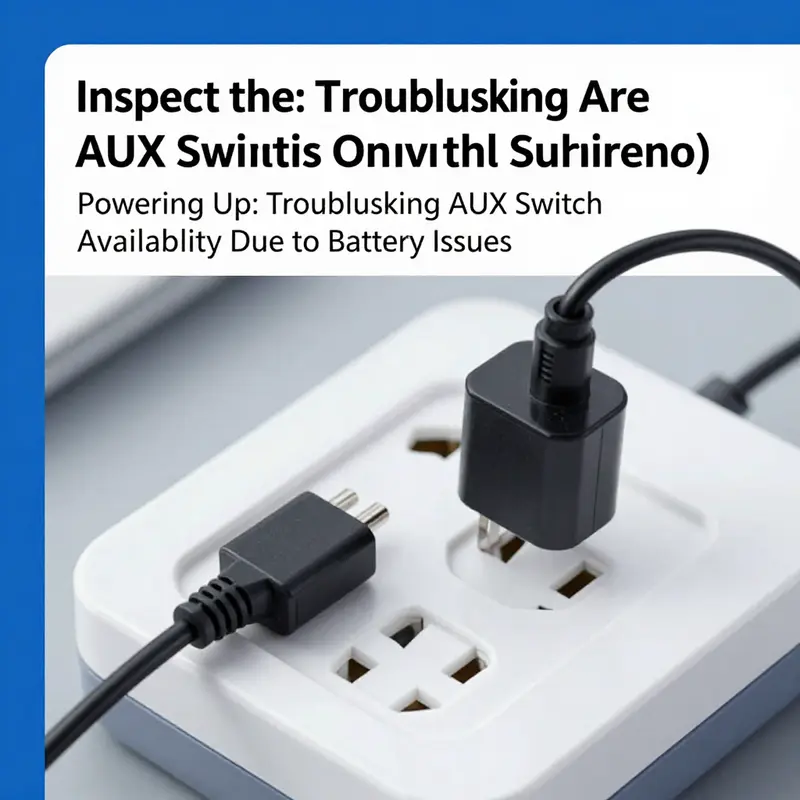 A technician checks battery voltage to diagnose AUX switch availability issues.