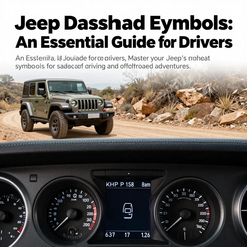 Jeep traversing a rugged landscape with dashboard symbols visible, highlighting the theme of understanding vehicle indicators.