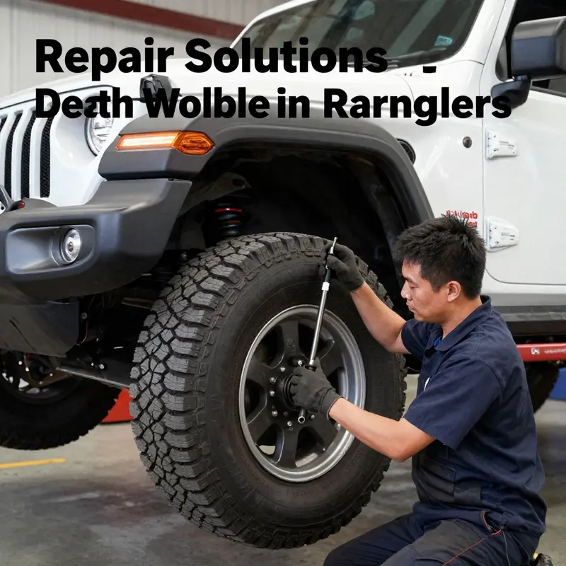 Detailed view of suspension components in a Jeep Wrangler that can contribute to death wobble.