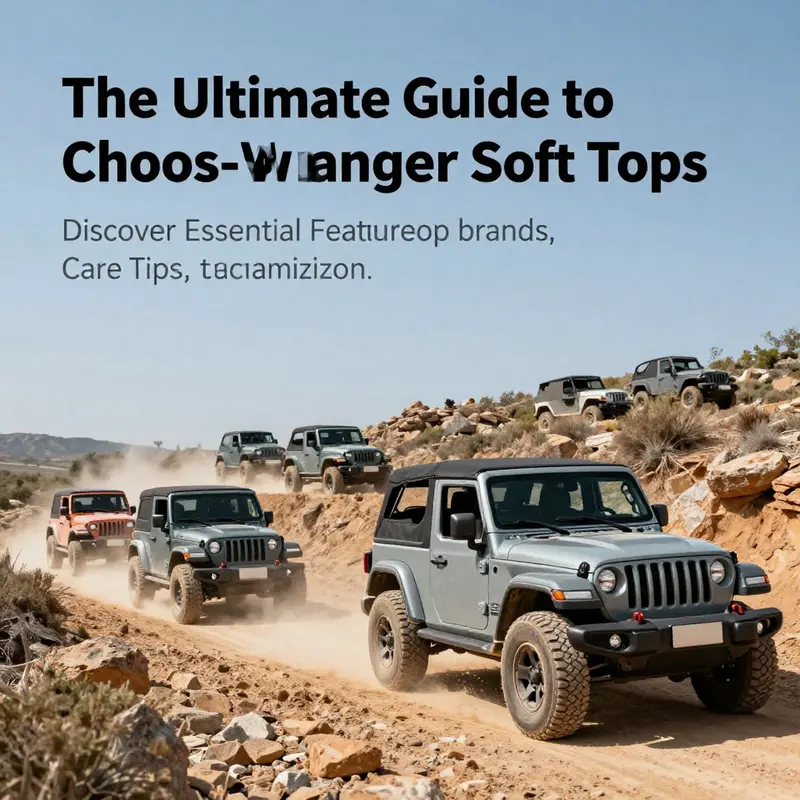 A group of Jeep Wranglers with soft tops driving on a rugged trail, highlighting their versatility.