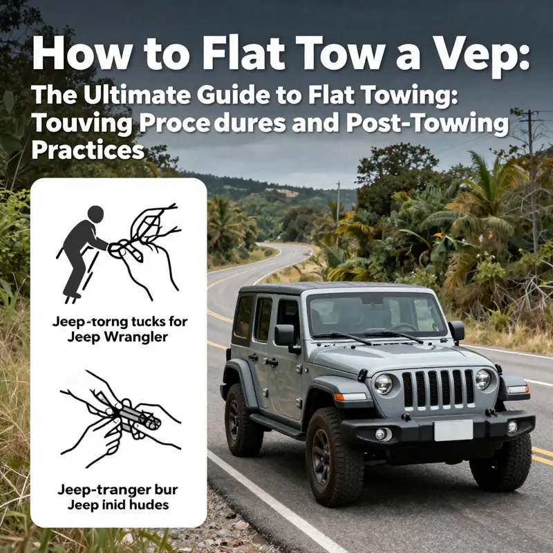 Illustration of a properly set drivetrain for flat towing a Jeep Wrangler.