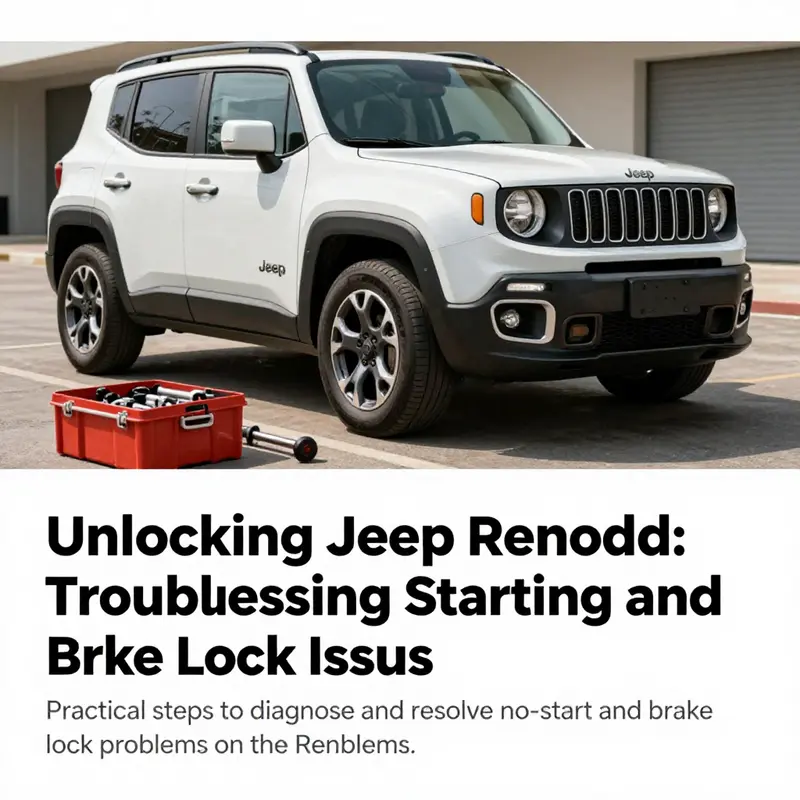 A Jeep Renegade with a mechanic's toolkit, illustrating troubleshooting automotive issues.