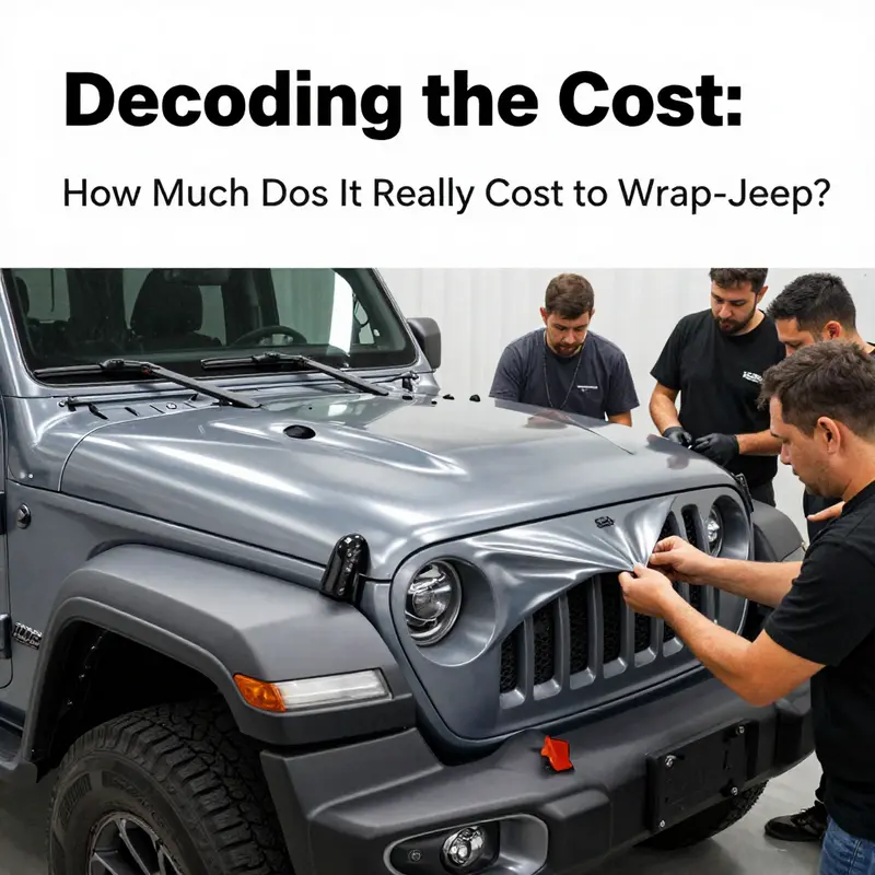Key factors influencing the cost to wrap a Jeep, showcasing materials, design complexity, and service location.