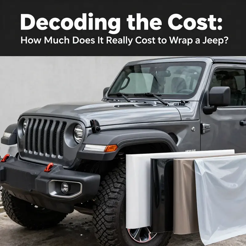 Key factors influencing the cost to wrap a Jeep, showcasing materials, design complexity, and service location.