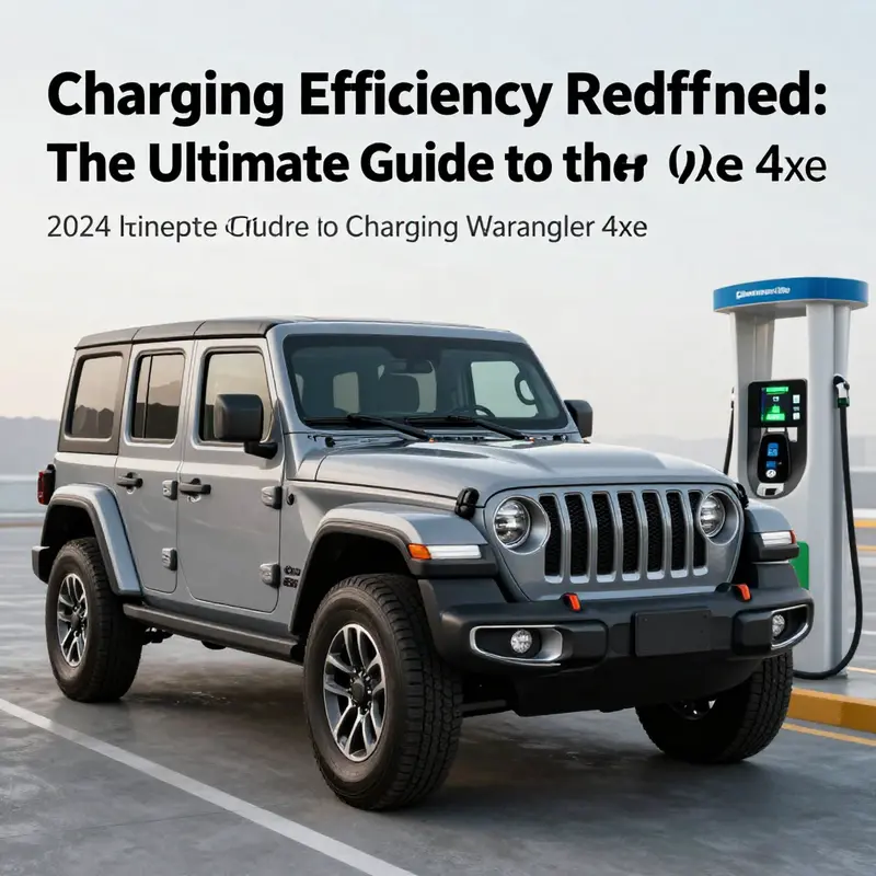 A visual guide outlining the charging options available for the Wrangler 4xe, focusing on electric range and charging time.