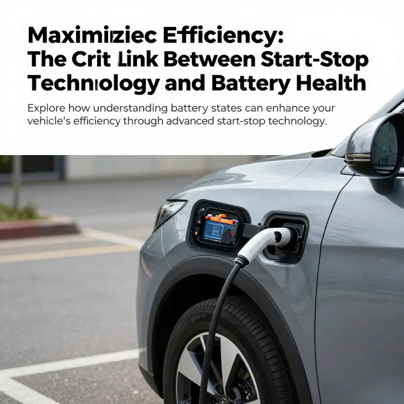A modern vehicle in an urban environment with a clear focus on the battery charging process, representing start-stop technology's effectiveness.