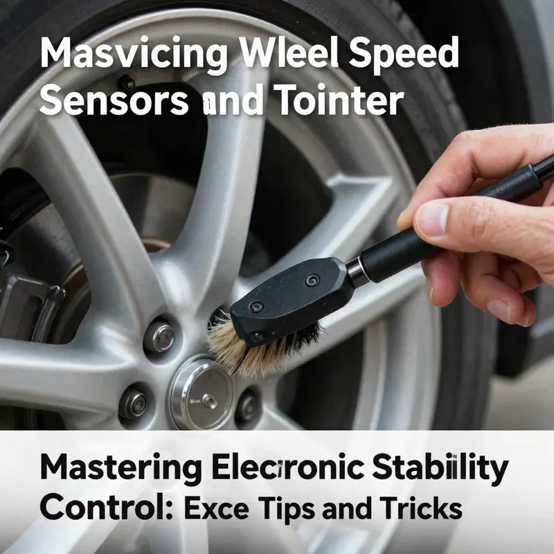 A mechanic diligently diagnosing an ESC system using advanced diagnostic tools.
