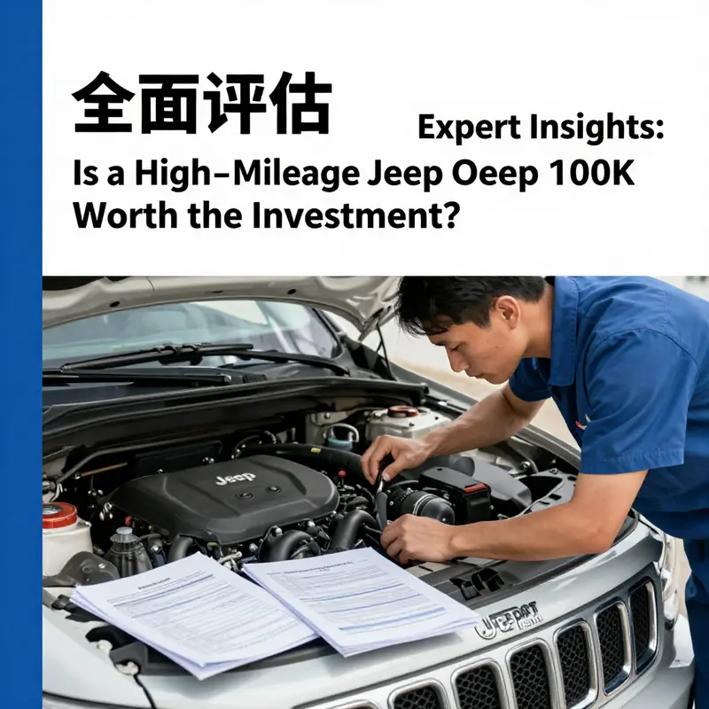 Evaluating a high-mileage Jeep Cherokee during a thorough inspection.