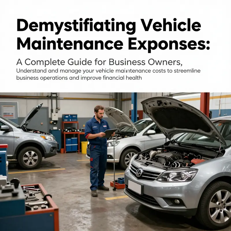 A well-equipped mechanic garage with vehicles, tools, and maintenance activities representing the theme of vehicle upkeep.