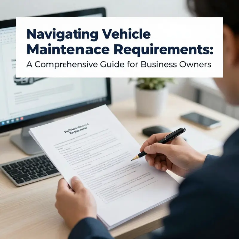 A business owner carefully reviewing the Road Transport Vehicle Technical Management Regulations for vehicle maintenance compliance.