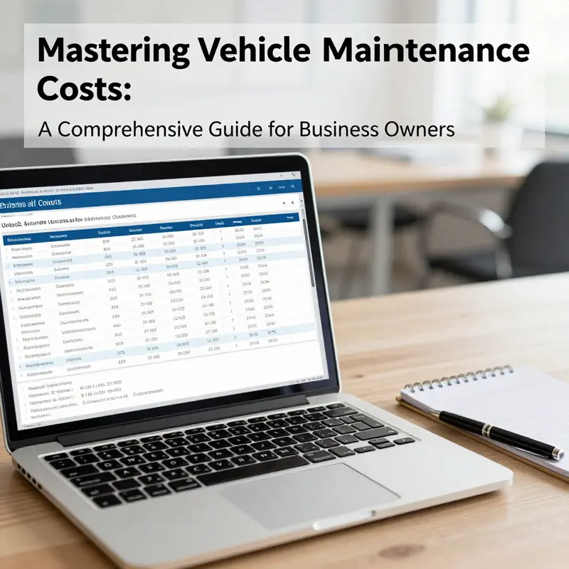 A laptop with spreadsheets on vehicle maintenance costs in an office setting, symbolizing strategic planning.