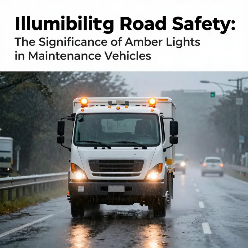 Amber lights prominently displayed on a maintenance vehicle, highlighting their role in road safety.