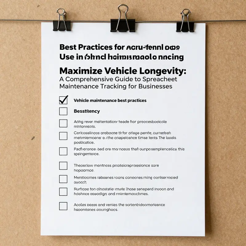 Illustration of a structured vehicle maintenance spreadsheet for effective tracking.