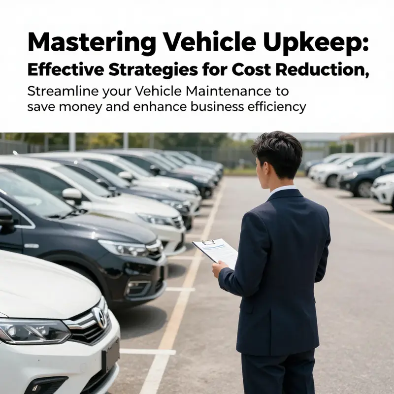 A business owner surveying a fleet of vehicles, symbolizing effective vehicle maintenance practices for cost reduction.