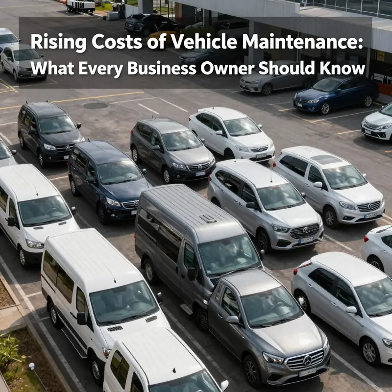 A fleet of diverse business vehicles showing the necessity for effective vehicle maintenance planning.