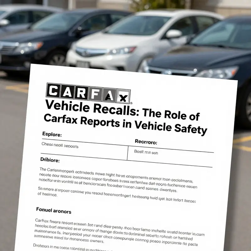A Carfax report with used vehicles in background representing comprehensive vehicle safety inspections.