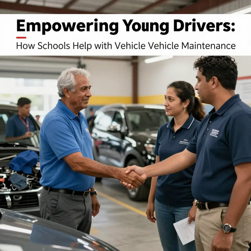 Students learning about vehicle safety and maintenance during a driver education class.