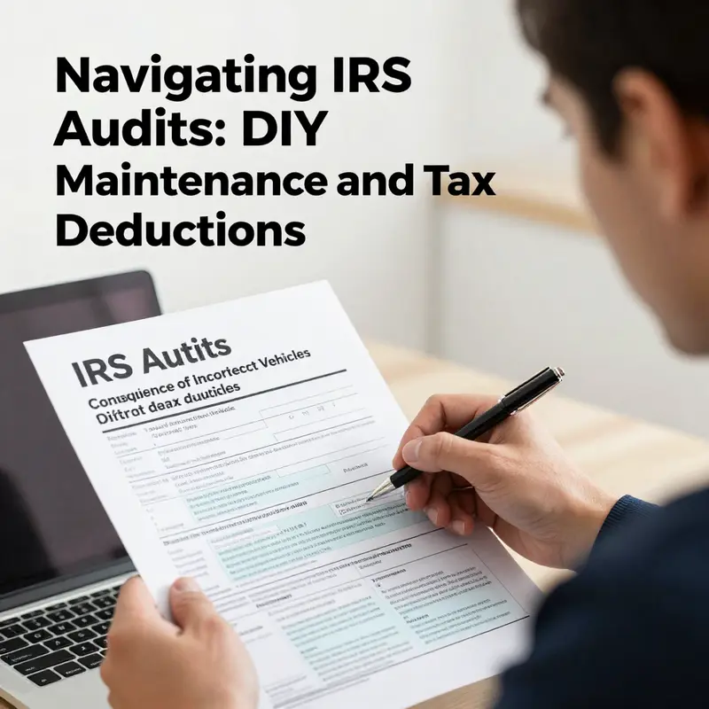 Business owner assessing vehicle maintenance documentation in the context of an IRS audit.