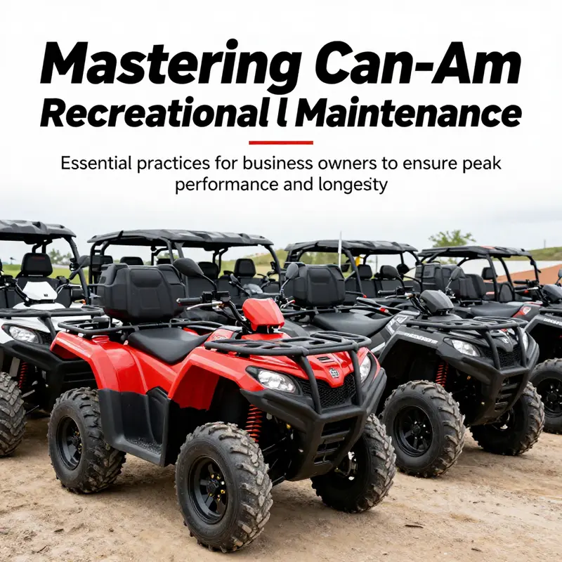 A collection of Can-Am ATVs and UTVs parked in an outdoor environment, ready for use.