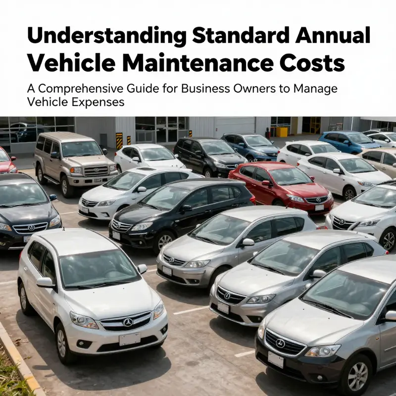 A diverse fleet of vehicles in a business setting, emphasizing the importance of vehicle maintenance for operational efficiency.