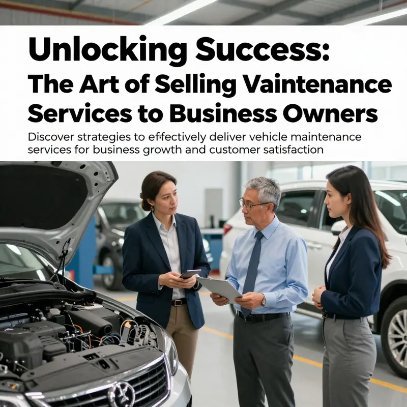 A group of business owners contemplating different vehicle maintenance options in a service center, highlighting customer engagement and trust.