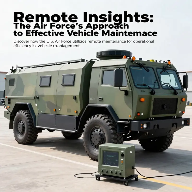A military vehicle shown with maintenance personnel using advanced diagnostic tools and technology.