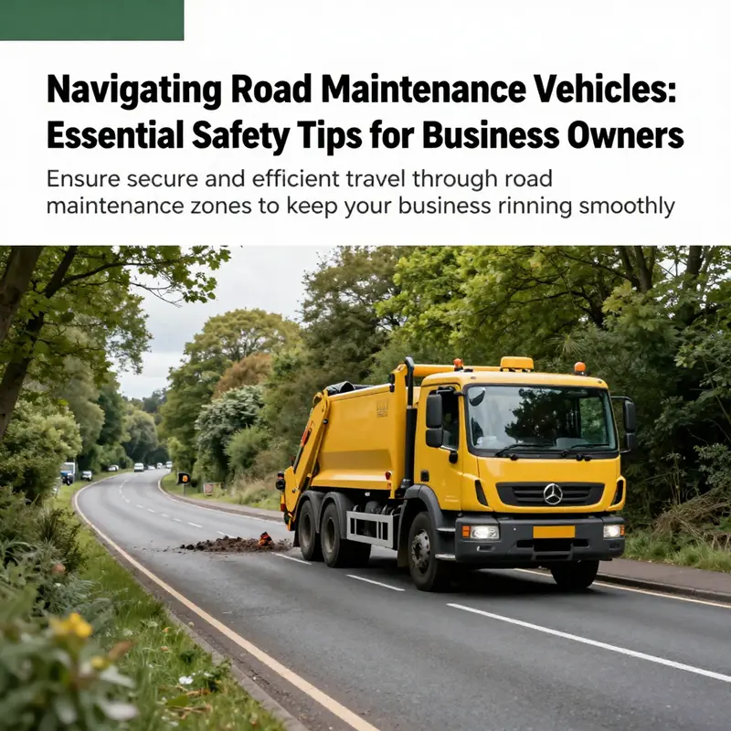 A picturesque UK road with a maintenance vehicle working along the roadside.