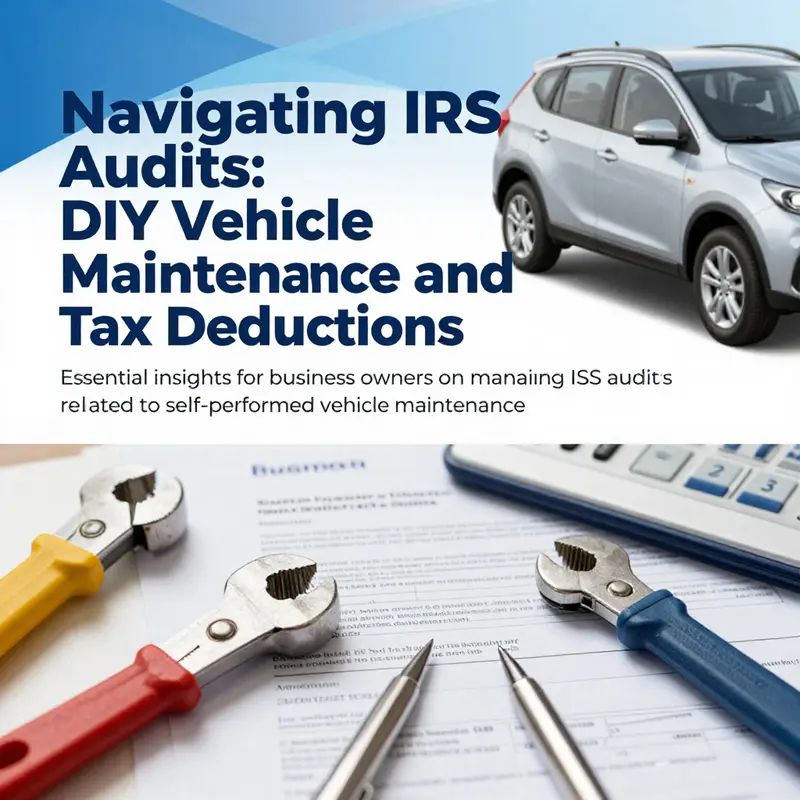 An inviting image of tools, documentation, and a vehicle to represent the importance of vehicle maintenance and tax compliance.