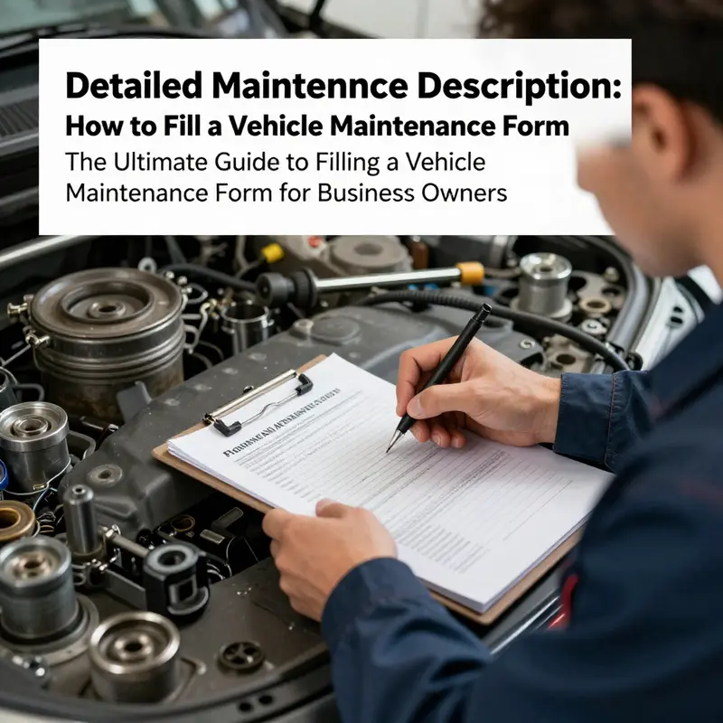 An example of a completed vehicle maintenance form showcasing precise vehicle details.