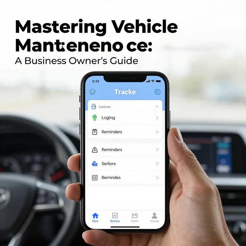 Screenshot highlighting the features of a digital vehicle maintenance tracker app.