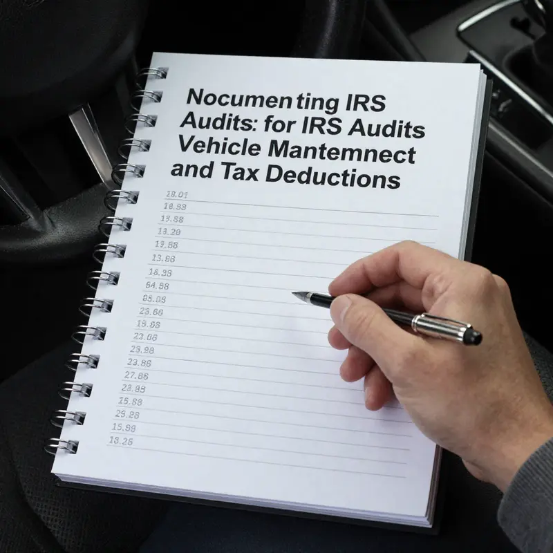 Business owner assessing vehicle maintenance documentation in the context of an IRS audit.