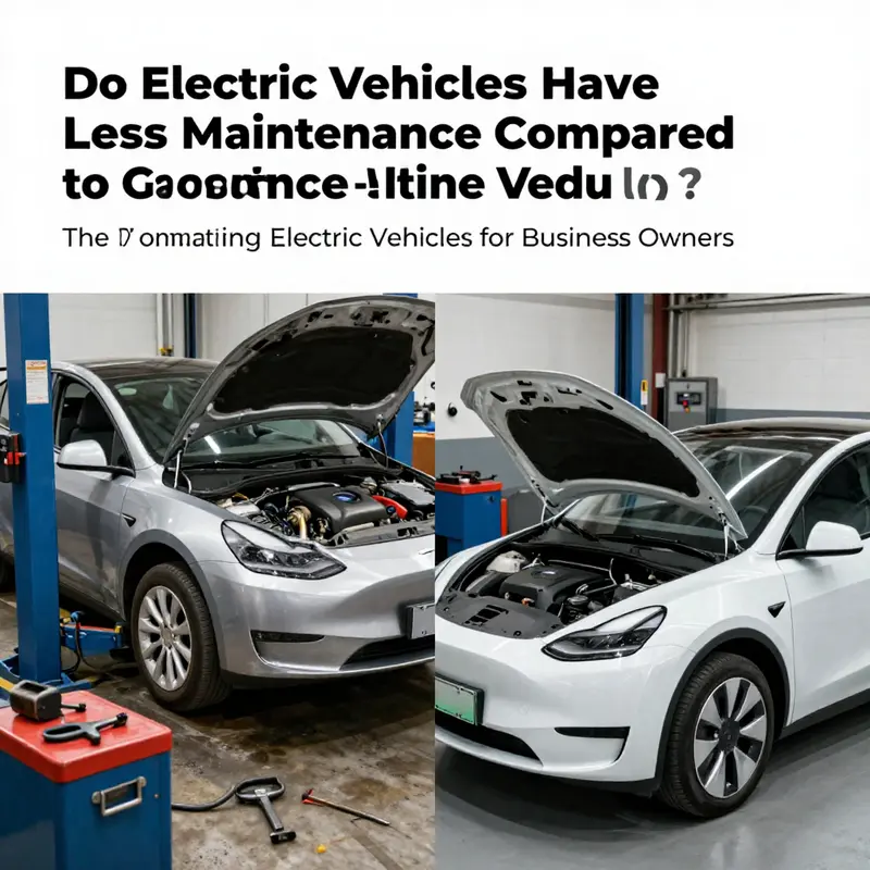 Comparative view of traditional gasoline and electric vehicles in a workshop setting.