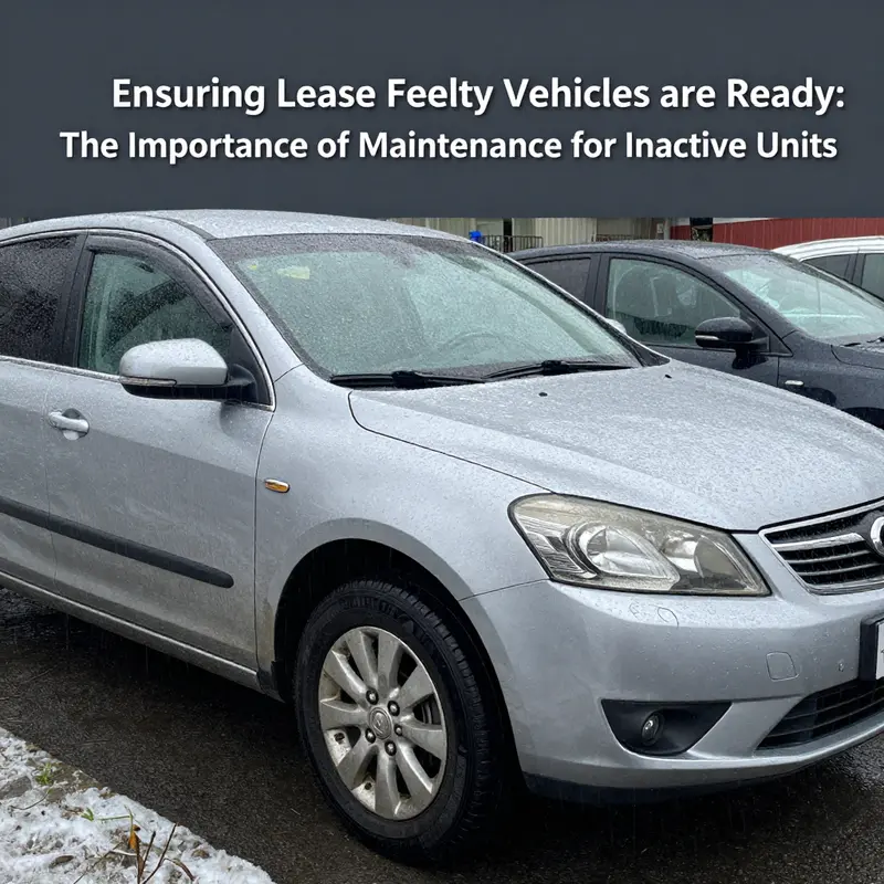 Technicians performing routine checks on inactive lease fleet vehicles.