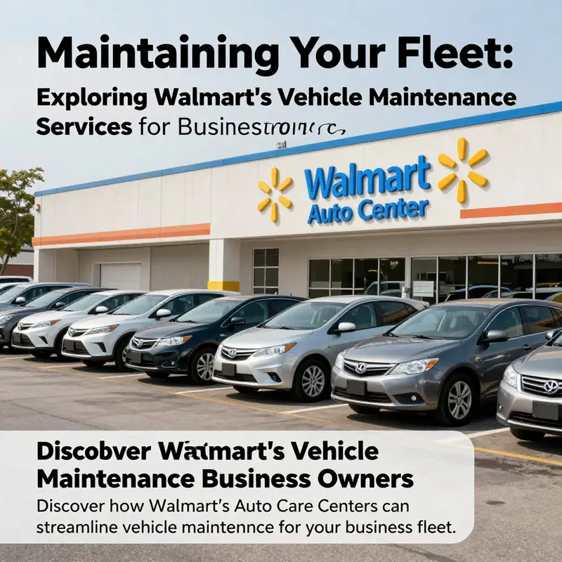 Fleet of vehicles in front of a Walmart Auto Care Center, symbolizing effective maintenance.