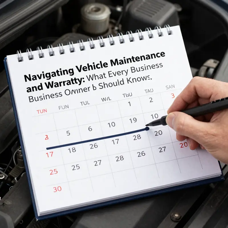 Mechanic assessing vehicle features under warranty versus standard maintenance needs.
