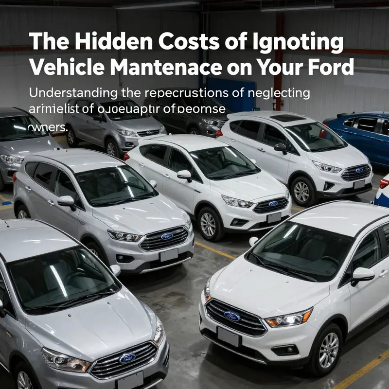 A fleet of Ford vehicles in a clean garage, showcasing the importance of regular vehicle maintenance.
