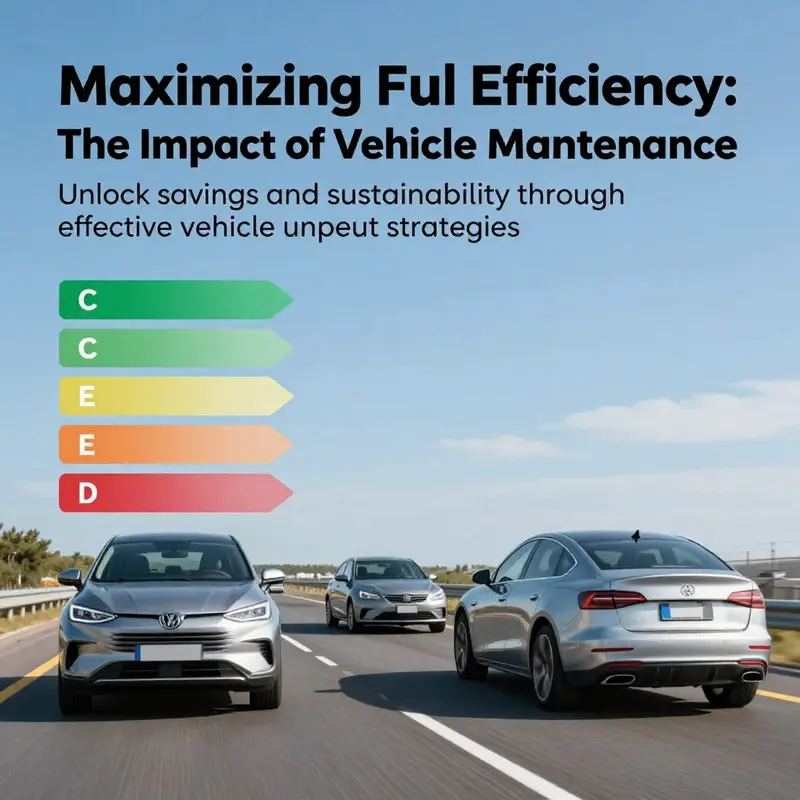 A vibrant highway scene with modern vehicles representing fuel efficiency and the importance of maintenance.