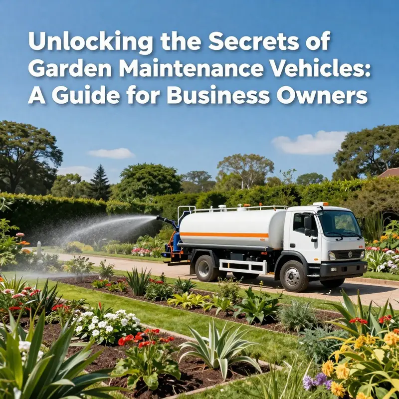 A garden watering truck in action within a public garden, illustrating its importance in effective landscaping.