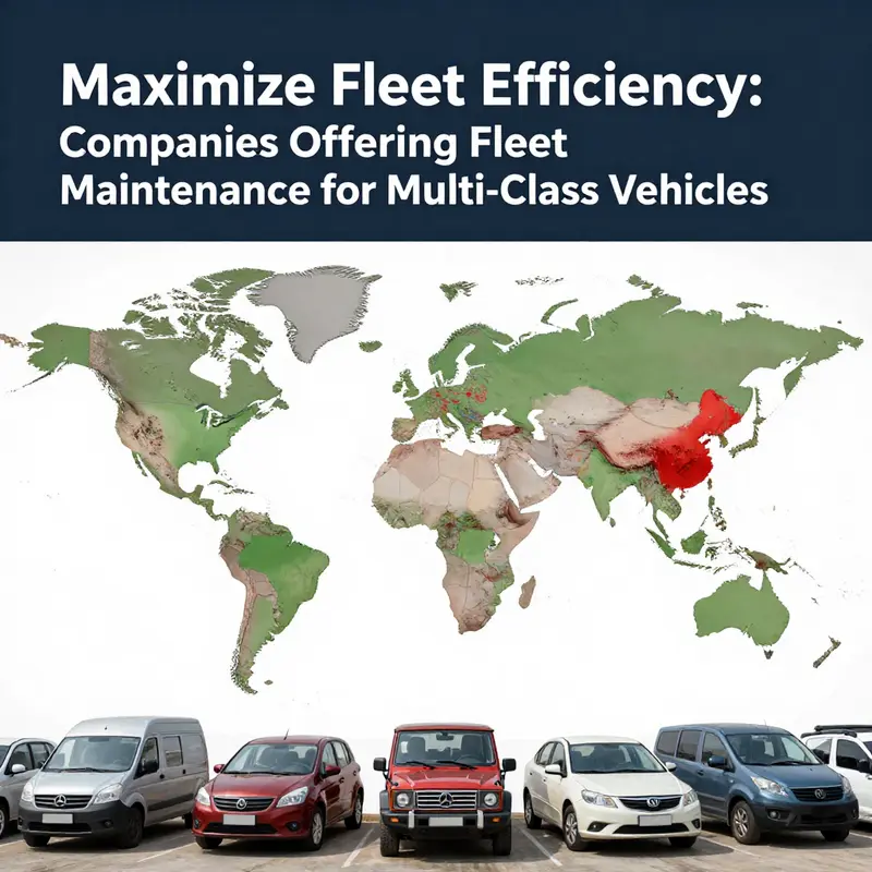 Diverse vehicles undergoing maintenance in a well-equipped service yard, highlighting the various fleet maintenance services available.